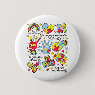 Autism Awareness Embrace Diversity Neuro Inclusive 6 Cm Round Badge