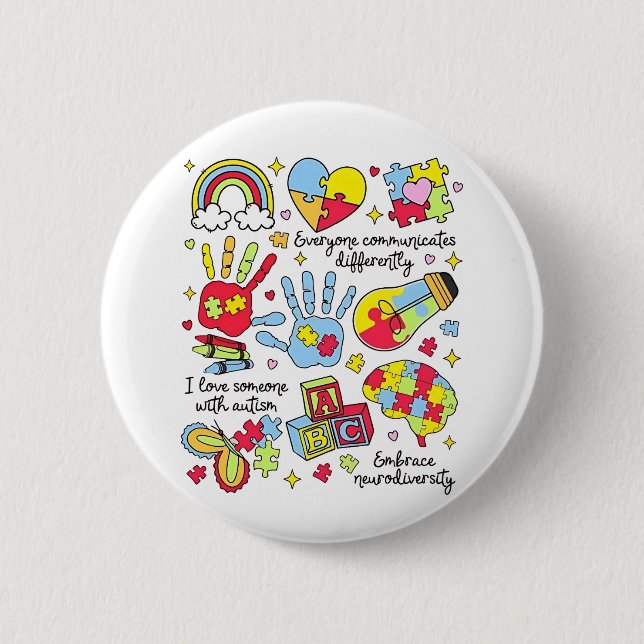 Autism Awareness Embrace Diversity Neuro Inclusive 6 Cm Round Badge (Front)