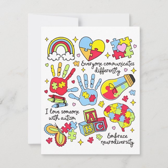 Autism Awareness Embrace Diversity Neuro Inclusive Holiday Card (Front)