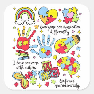 Autism Awareness Embrace Diversity Neuro Inclusive Square Sticker