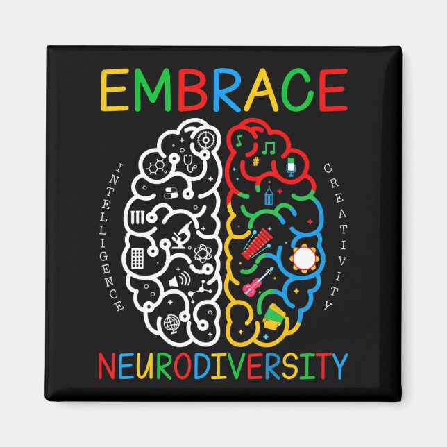 Autism Awareness  Embrace Neurodiversity ADHD Auti Magnet (Front)