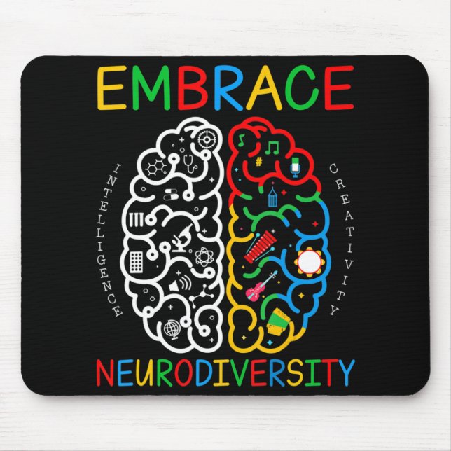 Autism Awareness  Embrace Neurodiversity ADHD Auti Mouse Mat (Front)