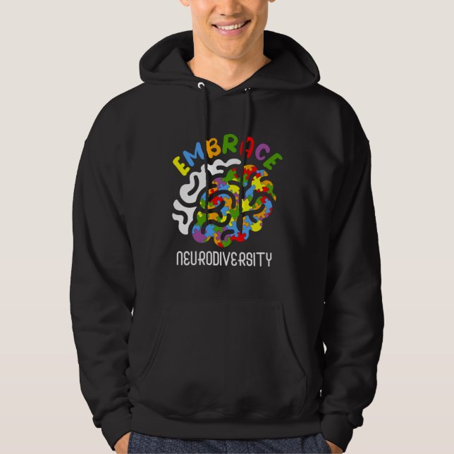 Autism Awareness Embrace Neurodiversity Autism Bra Hoodie (Front)