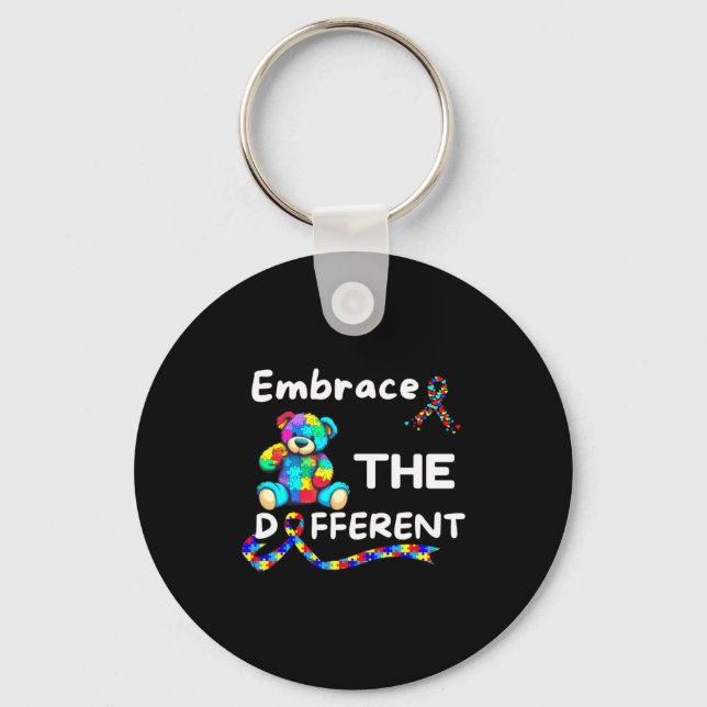 Autism Awareness Embrace The Different Unmasking A Key Ring (Front)