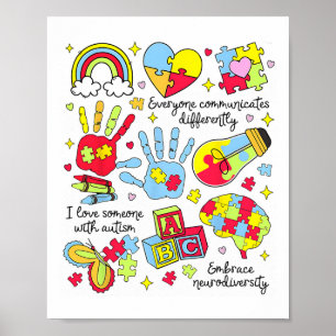 Autism Awareness Everyone Communicates Differently Poster