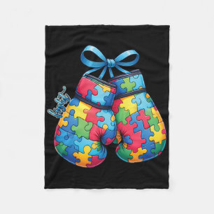 Autism Awareness Family Boxing Gloves Autism Mum D Fleece Blanket