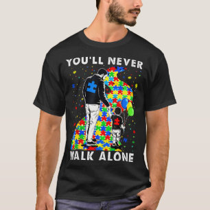 Autism Awareness Father And Son Puzzle Road Suppor T-Shirt