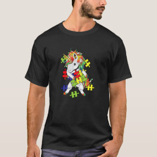 Autism Awareness Flossing Unicorn Puzzle Piece T-Shirt
