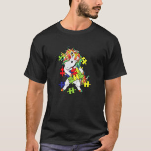 Autism Awareness Flossing Unicorn Puzzle Piece T-Shirt