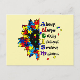 Autism awareness flower postcard