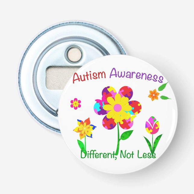 Autism Awareness Flowers Bottle Opener (Front)