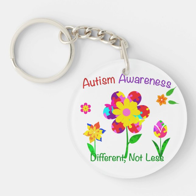Autism Awareness Flowers Key Ring (Front)