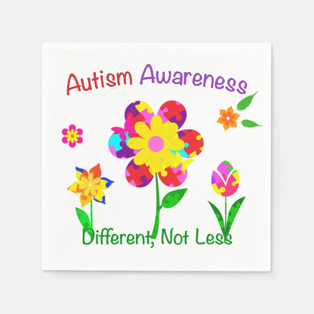 Autism Awareness Flowers Napkin (Front)