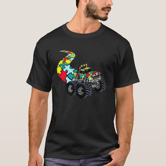 Autism Awareness for Monster Truck  Boy Piece Puzz T-Shirt (Front)