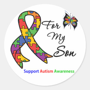 Autism Awareness For My Son Classic Round Sticker