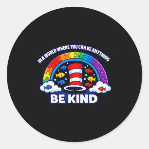 Autism awareness for teacher why fit in doctor cat classic round sticker