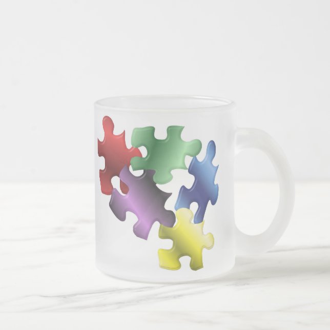 Autism Awareness Frosted Glass Coffee Mug (Right)