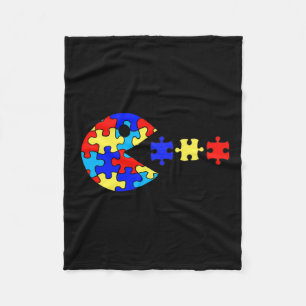 Autism Awareness Fun Autism Puzzle Piece Video Gam Fleece Blanket