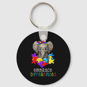 Autism Awareness Fun Glasses Elephant Embrace Diff Key Ring