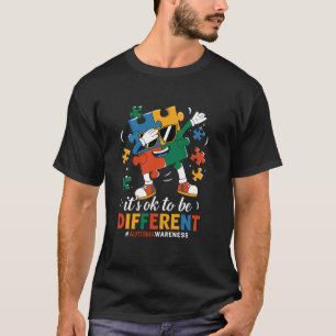 Autism Awareness Funny Dabbing Puzzle Its Ok To Be T-Shirt