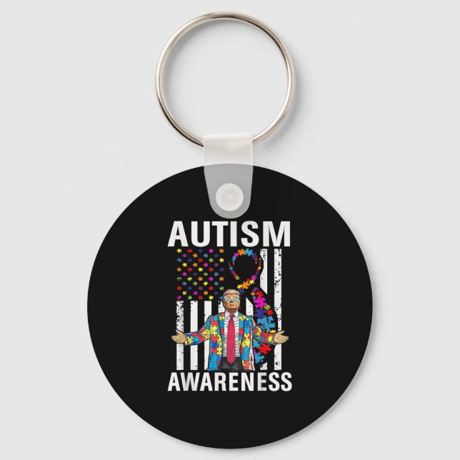 Autism Awareness Funny Trump Support Autistic Us F Key Ring (Front)