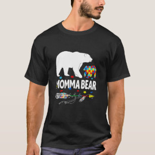 Autism Awareness Gift Momma Bear Support Autistic  T-Shirt