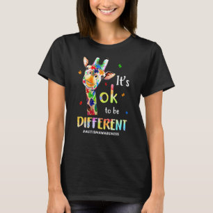 Autism Awareness Giraffe Animal It's Ok To Be Diff T-Shirt