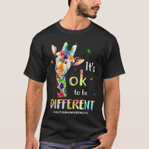 Autism Awareness Giraffe Animal Its Ok To Be T-Shirt