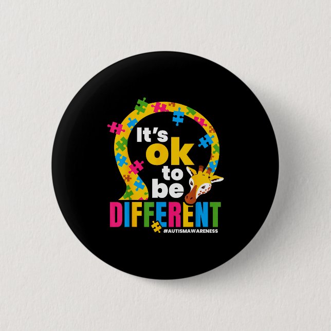 Autism Awareness Giraffe It’s Ok To Be Different G 6 Cm Round Badge (Front)