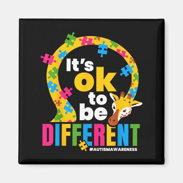 Autism Awareness Giraffe It’s Ok To Be Different G Magnet (Front)
