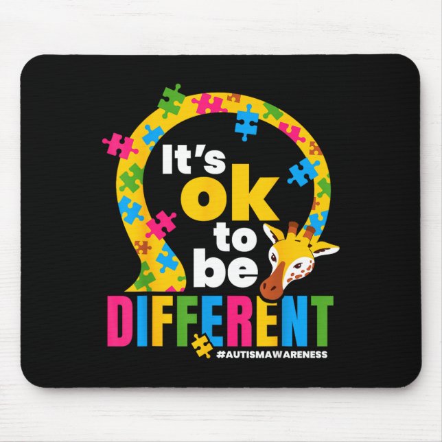 Autism Awareness Giraffe It’s Ok To Be Different G Mouse Mat (Front)