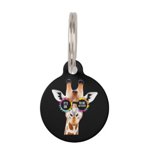 Autism Awareness Giraffe It’s OK to Be Different  Pet Tag