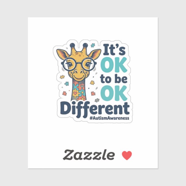 Autism Awareness Giraffe It’s OK to Be Different S (Sheet)