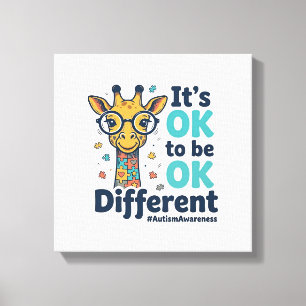 Autism Awareness Giraffe It’s OK to Be Different S Canvas Print