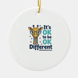 Autism Awareness Giraffe It’s OK to Be Different S Ceramic Tree Decoration