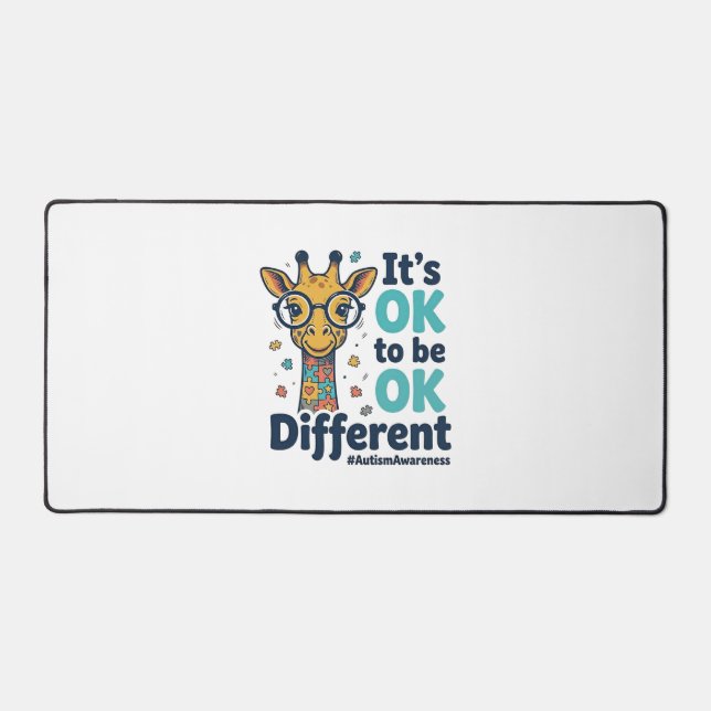 Autism Awareness Giraffe It’s OK to Be Different S Desk Mat (Front)