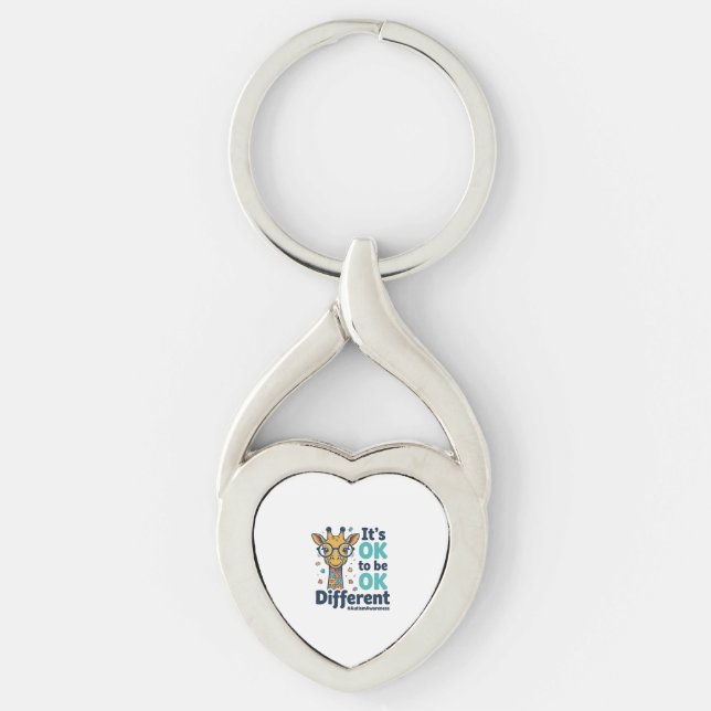 Autism Awareness Giraffe It’s OK to Be Different S Key Ring (Front)
