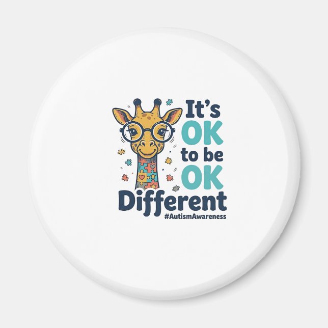 Autism Awareness Giraffe It’s OK to Be Different S Magnet (Front)