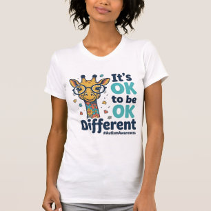 Autism Awareness Giraffe It’s OK to Be Different S T-Shirt
