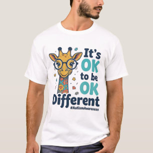 Autism Awareness Giraffe It’s OK to Be Different S T-Shirt