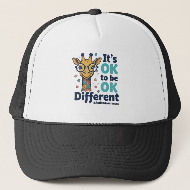 Autism Awareness Giraffe It’s OK to Be Different S Trucker Hat (Front)