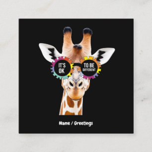 Autism Awareness Giraffe It’s OK to Be Different  Square Business Card