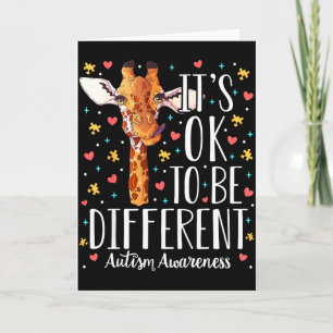 Autism Awareness Giraffe Its Ok To Be Different Au Card