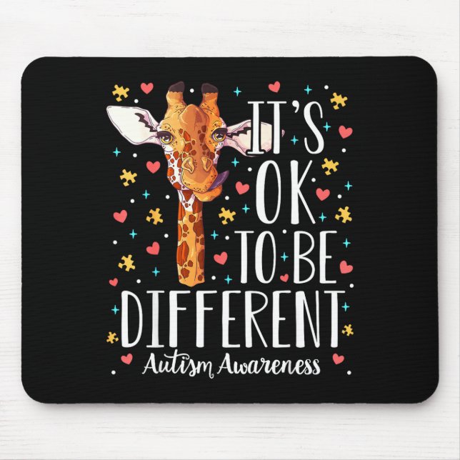 Autism Awareness Giraffe Its Ok To Be Different Au Mouse Mat (Front)