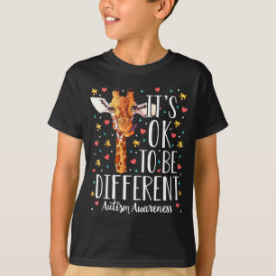 Autism Awareness Giraffe Its Ok To Be Different Au T-Shirt