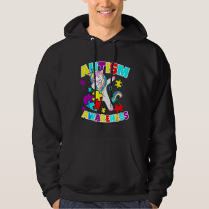 Autism Awareness Girl Dabbing Unicorn Heart Puzzle Hoodie