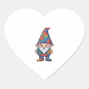 Autism Awareness Gnome - Celebrate Neurodiversity Heart Sticker
