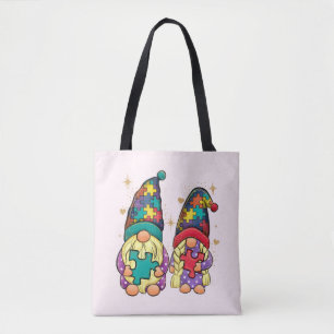 Autism Awareness Gnome Couple Tote Bag