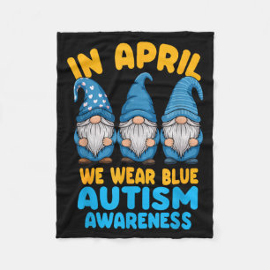 Autism awareness gnomes in april we wear blue fleece blanket