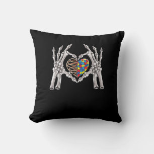 Autism Awareness Gothic Skull Hand Autism Puzzle P Cushion
